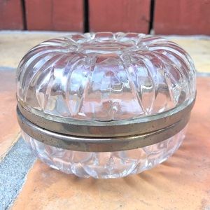 Vintage Glass Silver Tone Metal Candy Dish Jewelry Trinkets Container